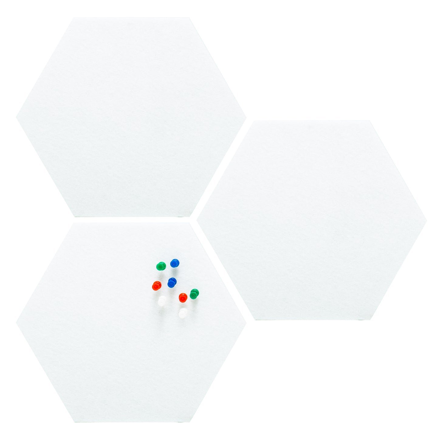 Zelfklevend vilten prikbord (set van 3) - Hexagon/wit